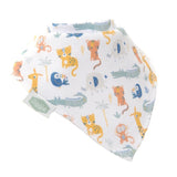 Ziggle Bandana Dribble Bib - Savanna Animals White