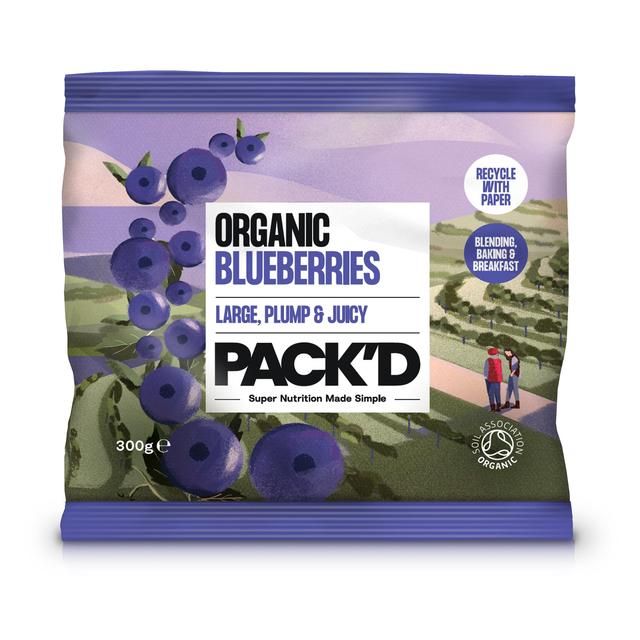 PACK'D Organic & Large Sun-Ripened Blueberries 300g