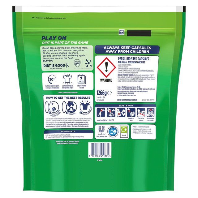 Persil Bio 3 in 1 Laundry Washing Detergent Capsules 60 Washes 60 per pack