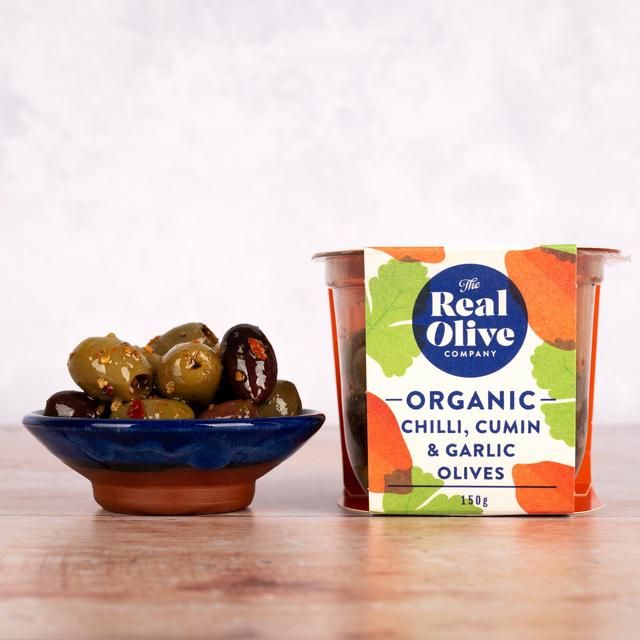 Real Olive Co. Organic Mixed Pitted Olives with Moroccan Flavours 150g