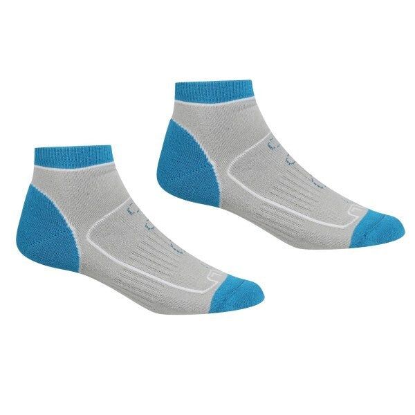 Regatta Womens Samaris Block Ankle Socks (Pack of 2) (3-5) Light Steel/Niagra Blue / 150.0EA