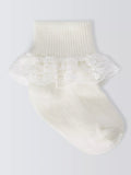 Chaussettes pour bébé John Lewis en coton biologique riche avec bordure en dentelle, lot de 3