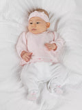 Emile et Rose Baby Betty Sleepsuit & Headband Set, Pale Pink - McGrocer