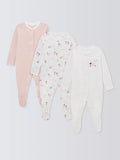 Pyjamas à manches longues pour bébé John Lewis, motif mouton, lot de 3, rose