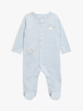 Pyjama bébé à rayures éléphant John Lewis, bleu/multicolore