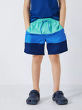 Short de bain John Lewis pour enfants, color block, bleu/multicolore