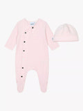 Ensemble pyjama et bonnet BOSS Baby en velours jacquard monogrammé rose