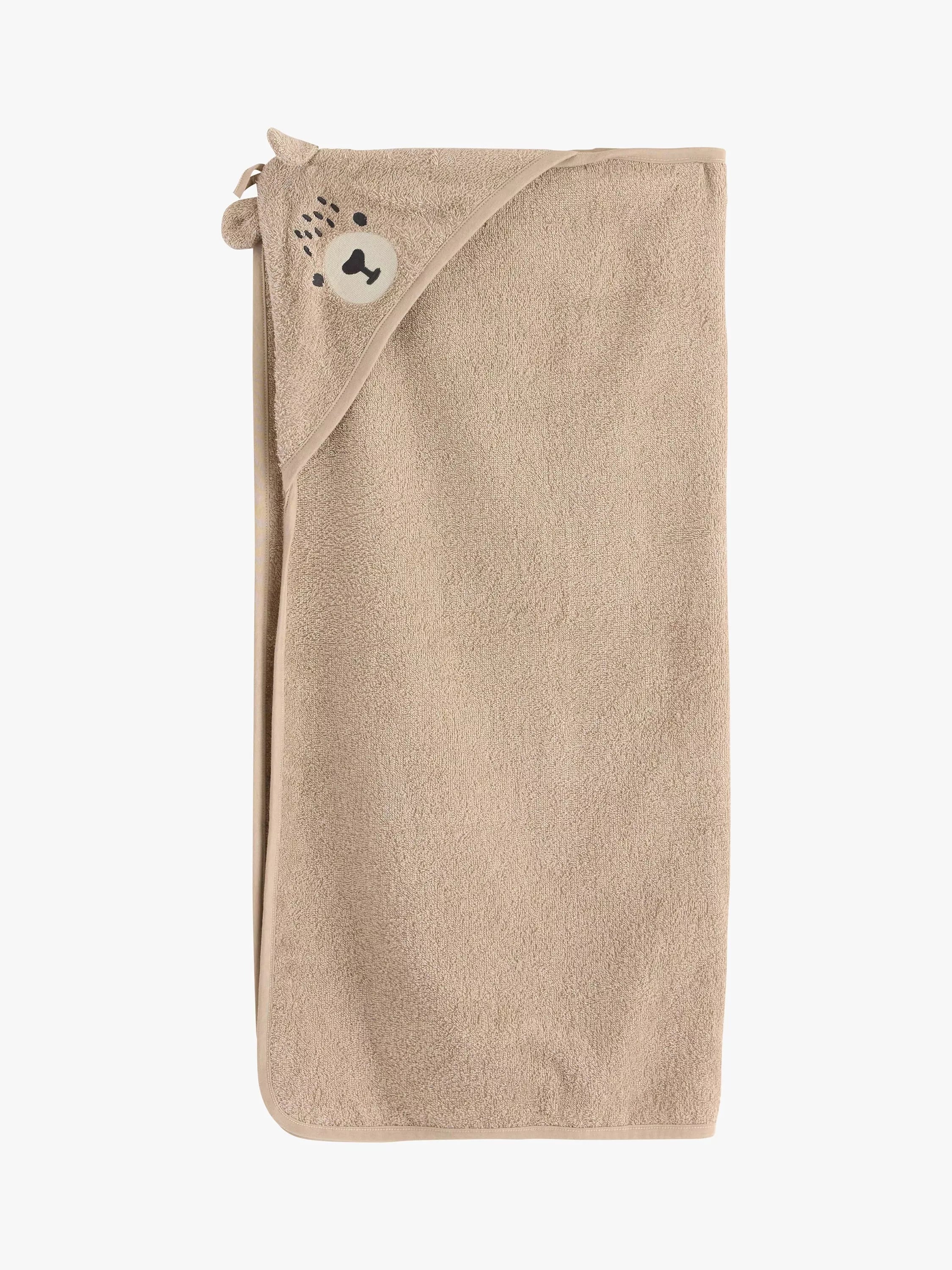 Lindex Baby Bear Organic Cotton Terry Hooded Towel, Beige - McGrocer