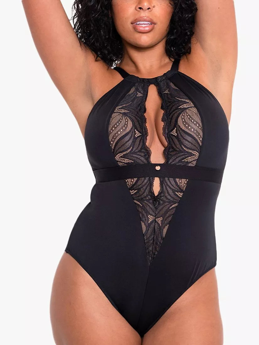 Curvy Kate Indulgence Stretch Lace Body, Black/Latte - McGrocer