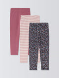Leggings John Lewis pour enfants, unis/rayés/à cœurs, lot de 3, multicolores