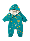 Combinaison de neige Little Green Radicals pour bébé, motif soleil et étoiles, bleu turquoise