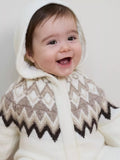 Combinaison bébé à capuche en maille Fair Isle de The Little Tailor, crème/taupe