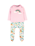Body en coton biologique Frugi Baby Brooke, facile à habiller, motif girafes blanches et rayures