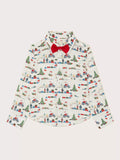 Chemise de Noël en coton pour enfants Monsoon, avec nœud papillon, couleur ivoire