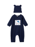 Benetton Baby Sleepsuit & Hat Set, Night Blue - McGrocer