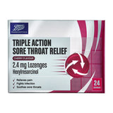 Pastilles Boots Triple Action Soulagement des maux de gorge 2,4 mg - Saveur cerise - 24 pastilles