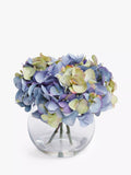 Hortensias artificiels Floralsilk dans un vase globe en verre, H20cm