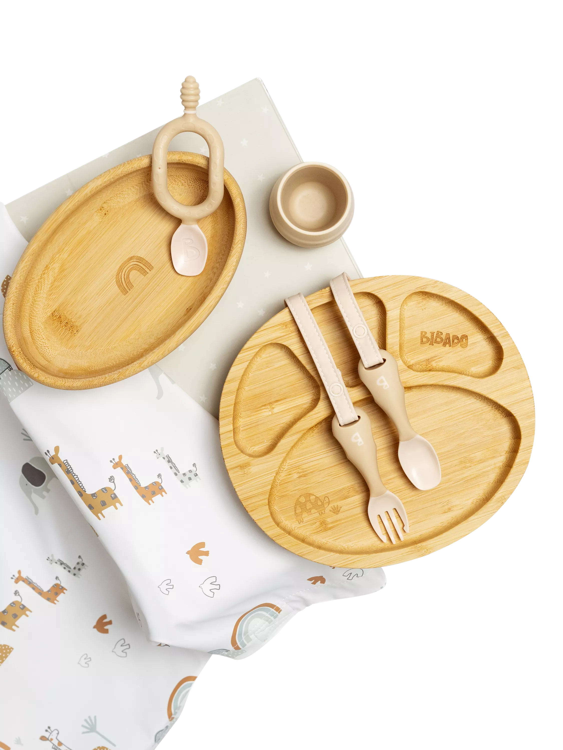 Bibado Coverall, Plate, Bowl, Dippit, Cutlery and Cup Bamboo Weaning Bundle - McGrocer