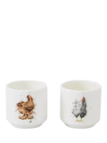 Coquetiers en porcelaine fine Wrendale Designs, lot de 2, blanc/multicolore