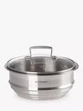 Cuiseur vapeur Le Creuset 3 plis en acier inoxydable avec couvercle en verre, 22 cm