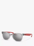Lunettes de soleil carrées unisexes Ray-Ban RJ9052S pour enfants, gris transparent/gris miroir