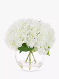 Hortensias artificiels Floralsilk en vase globe, blancs