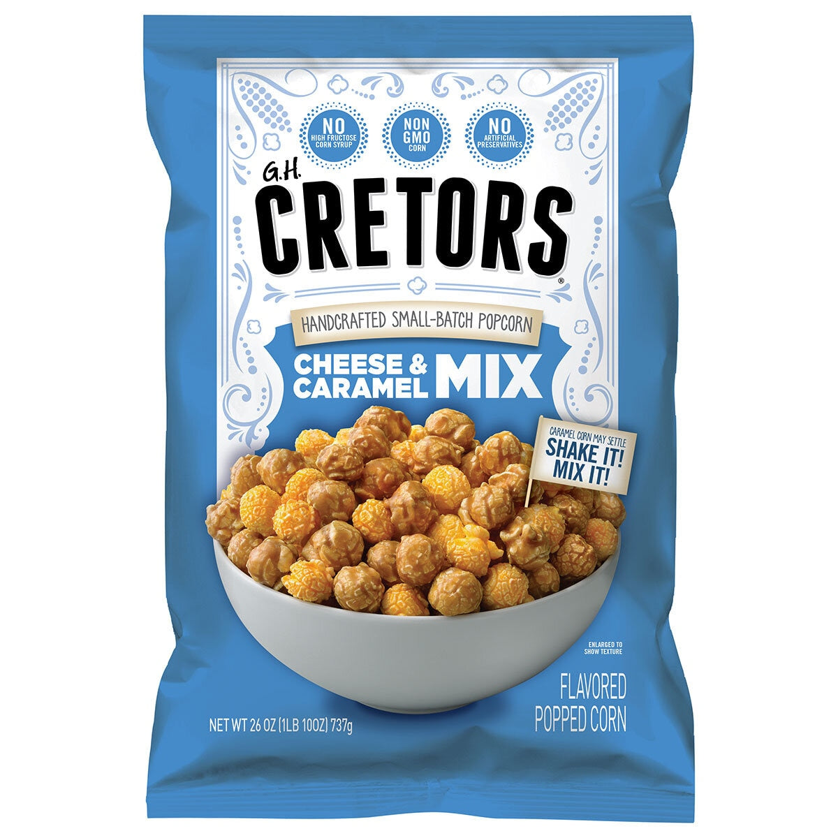 G.H. Cretors Cheese & Caramel Popcorn Mix, 737g - McGrocer