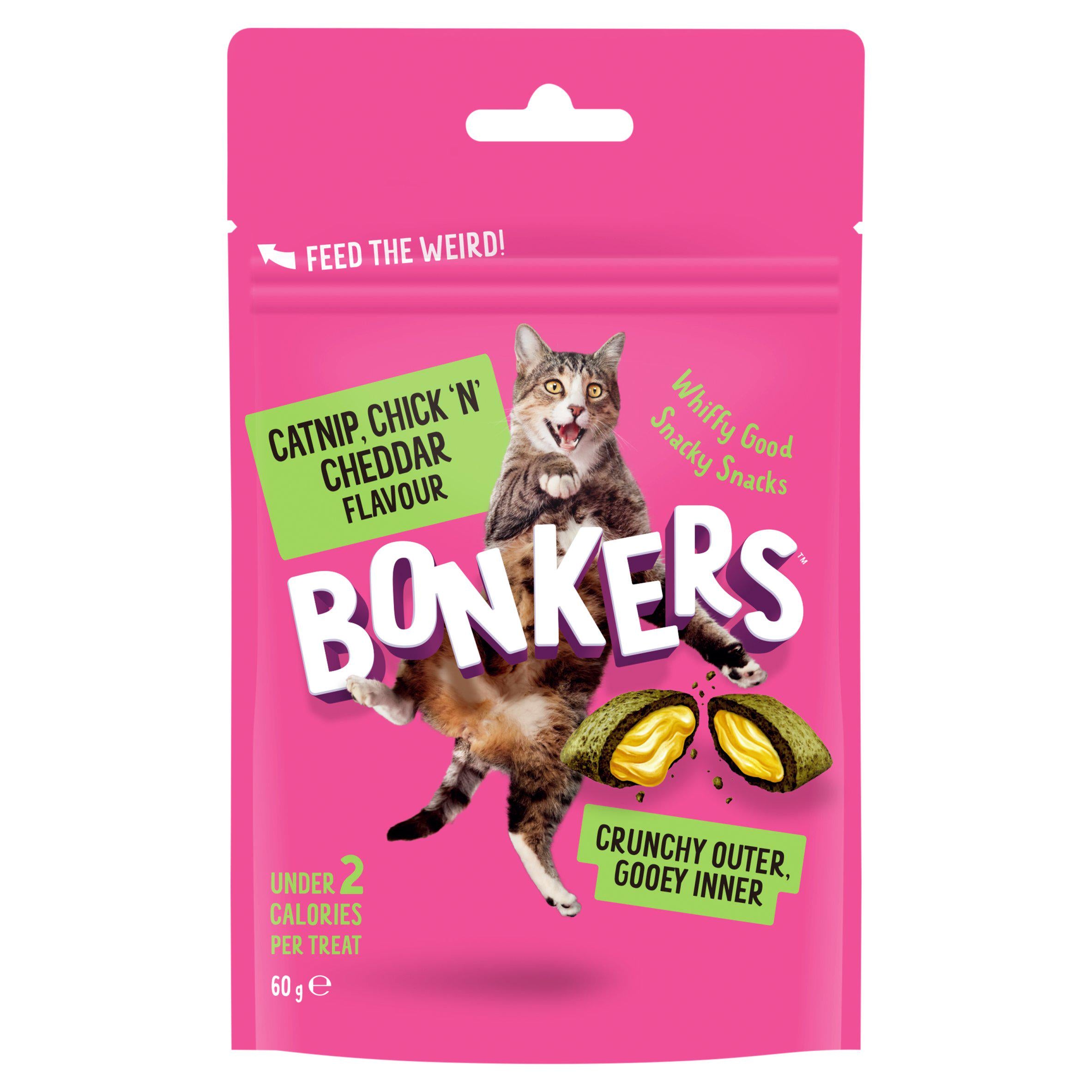 Bonkers Catnip Chick N Cheddar Flavour Cat Treats 60g - McGrocer