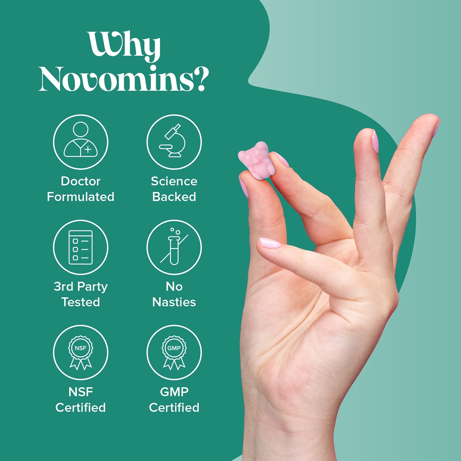 Novomins Kid's Calcium, Vitamin D & K2 30 Strawberry Flavour Gummies - 998888
