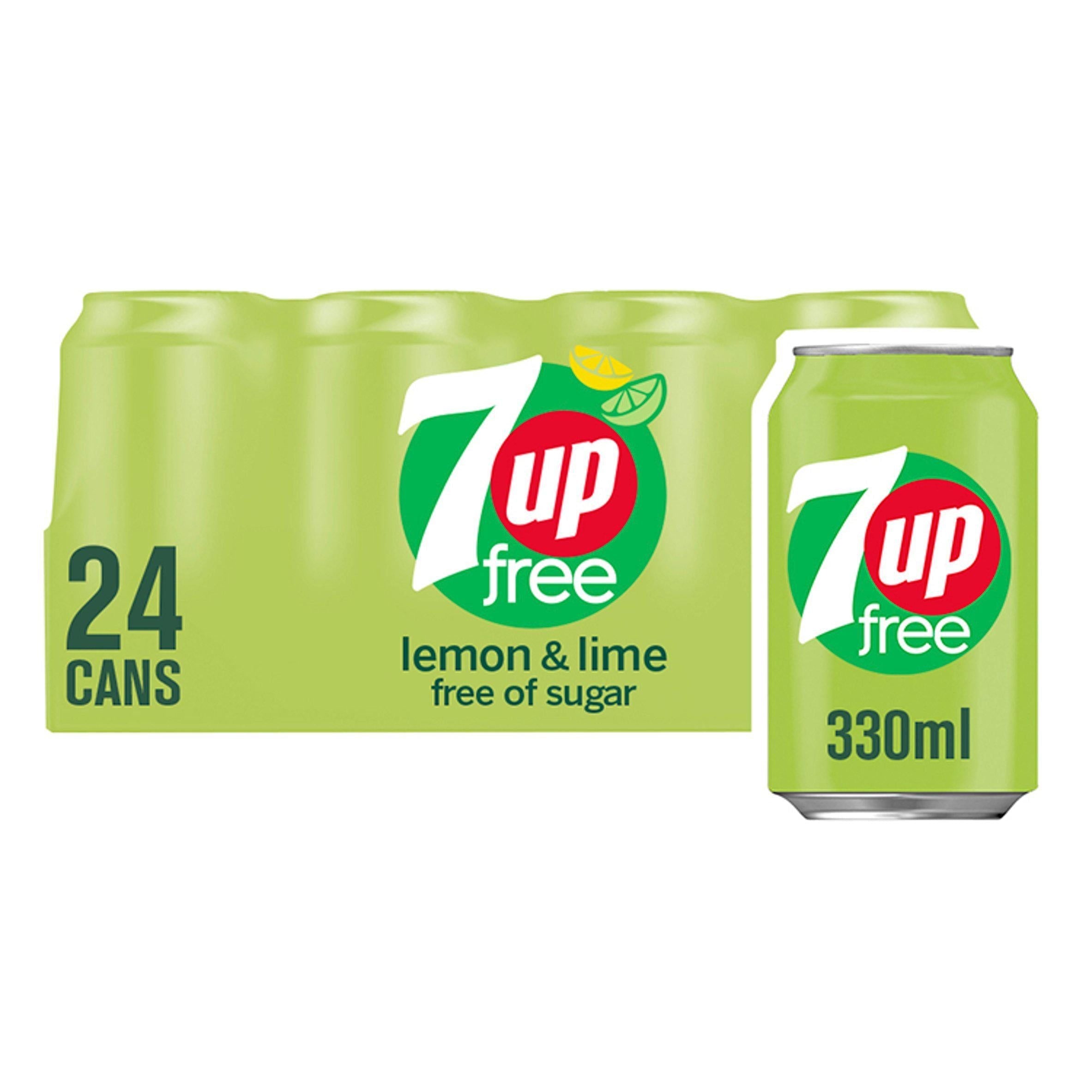 7UP Zero Sugar Free Lemon & Lime Cans 24x330ml - McGrocer