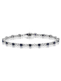 The Diamond Store Blue Sapphire and Lab Diamond Tennis Bracelet in 925 Silver