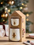 Coffret cadeau de tasses en pain d'épice pour adulte et enfant, avec chocolat chaud de Noël