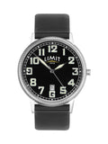 Limit Pilot 40mm Mens Round Silver Analogue Watch with Black Strap