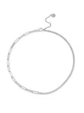AllSaints Silver Tone Mixed Chain Strand Necklace