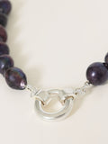 Jigsaw Silver Tone Black Pearl Necklace