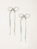FatFace Silver Tone Bow Drop Earrings