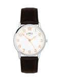 Limit 38mm Mens Round Silver Analogue Watch with Brown Strap