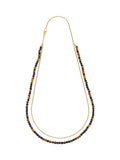 Bartlett Waterproof Mixed Tiger's Eye And Matt Onyx Double Black Necklace