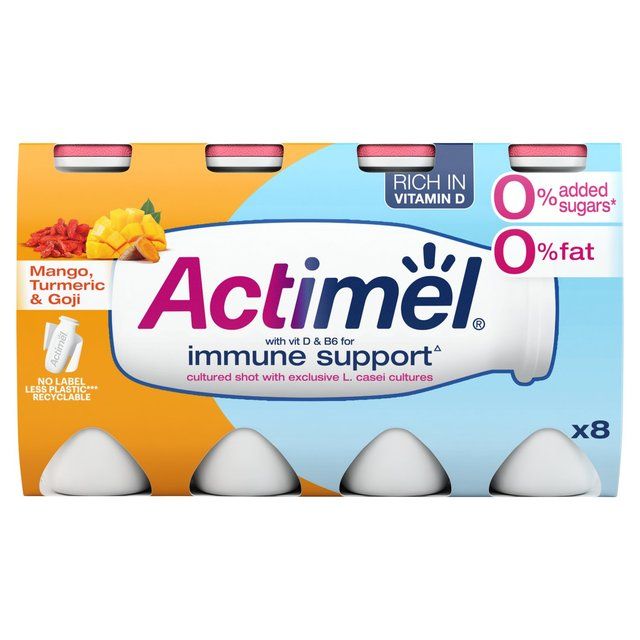 Actimel Supermix Mango Goji Berry Turmeric Cultured Yogurt Drink   8 x 100g - McGrocer