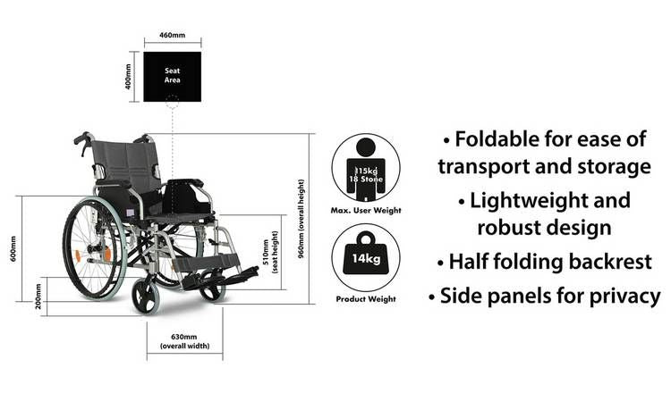 Aidapt Lightweight Aluminium Self-Propelled Wheelchair - McGrocer