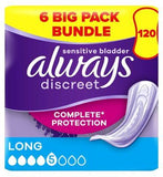 Always Discreet Incontinence Pads Plus Long - 120 pads (6 pack bundle) - McGrocer