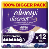 Always Discreet Incontinence Pads Plus Ultimate Night X12 - McGrocer