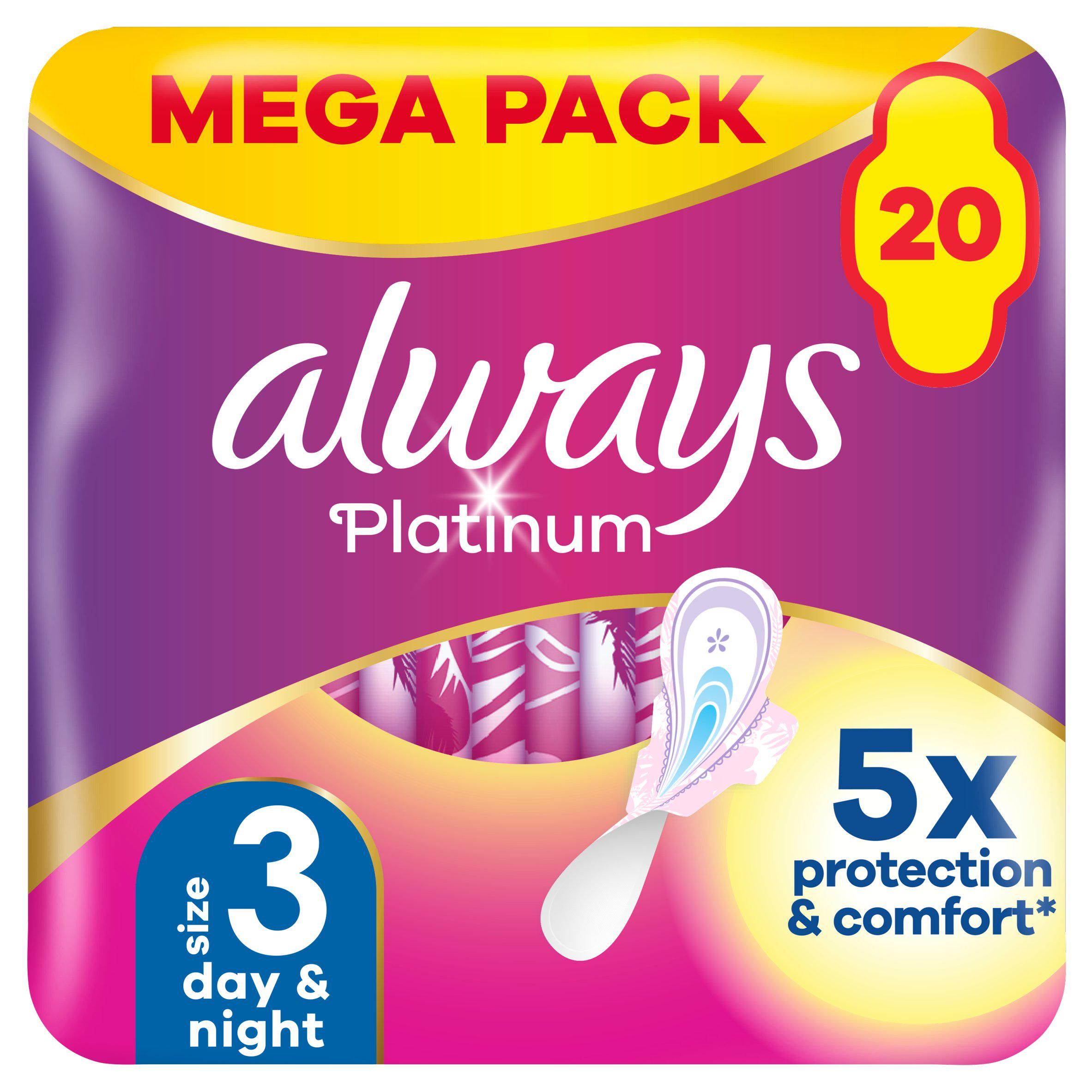Always Platinum Night (Size 3) Sanitary Towels Wings x20 - McGrocer