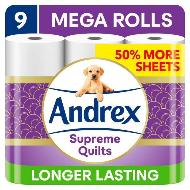 Andrex Supreme Quilts Toilet Roll Mega Rolls   9 per pack - McGrocer