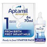 Aptamil Advanced 1 Lait infantile liquide Premiers Bébés, Pack de démarrage dès la naissance, prêt à l'emploi, 6 x 70 ml