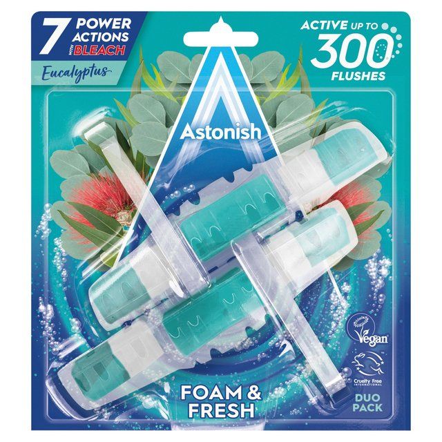 Astonish Foam and Fresh Twin Pack Rim Block Eucalyptus   2 x 40g - McGrocer