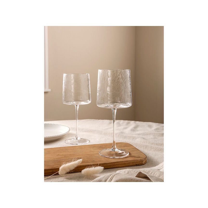 At Home with Stacey Solomon Clear Hammered Wine Glasses - Set of 2 - McGrocer