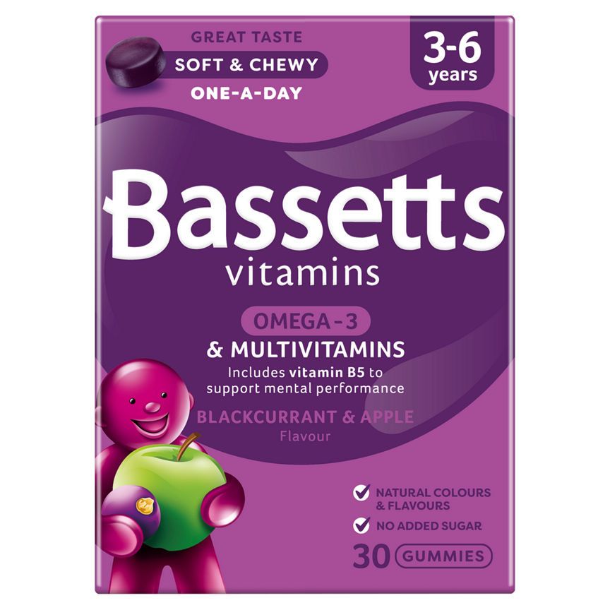 Bassetts Vitamins Vitamins Multivitamins Blackcurrant & Apple Flavour 3-6 Years Soft & Chewies - McGrocer