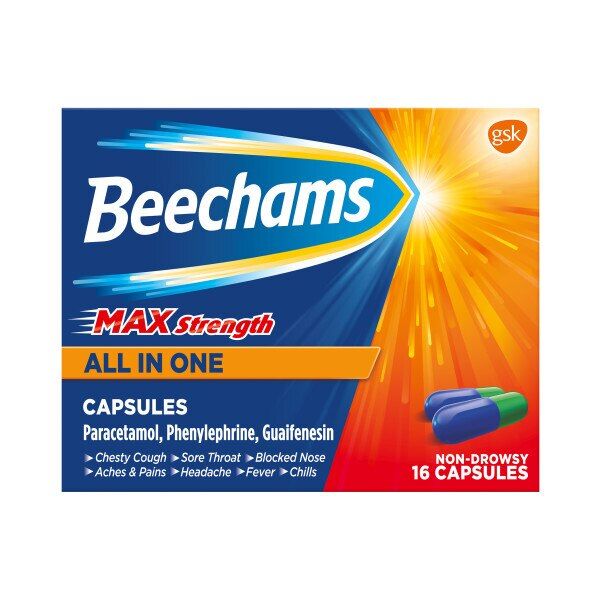 Beechams Max Strength All in One Cold and Flu Capsules 16s - McGrocer