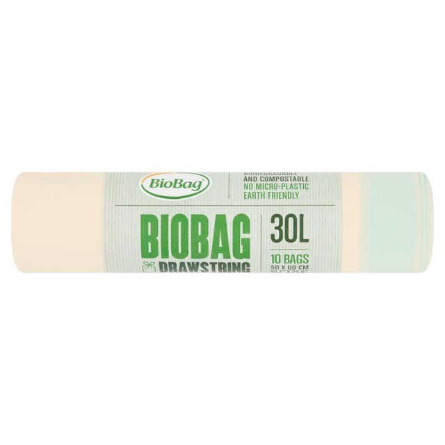 Biobag 30L Compostable Drawstring Bin Liners   10 per pack - McGrocer